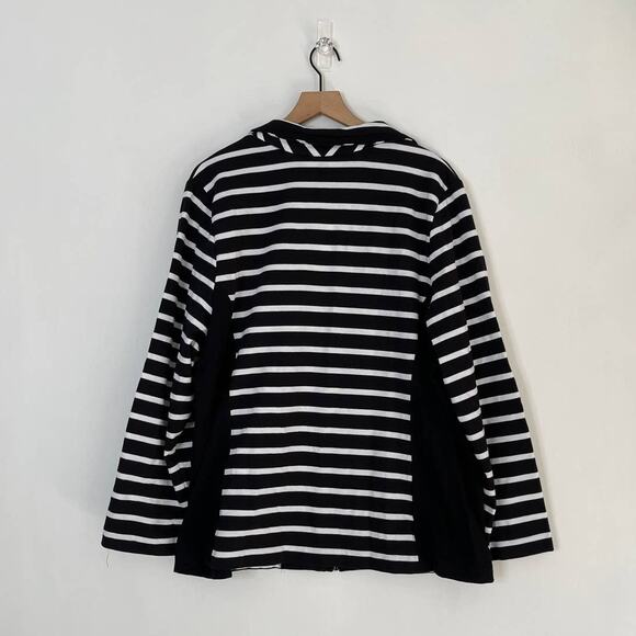 NEW Karen Scott Notch Collar Zip-Front Black White Stripe Jacket Women's Plus 3X - Picture 4 of 10